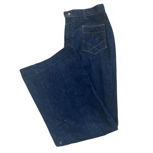 Vintage Rainbow Stitch Wide Leg Denim Jeans